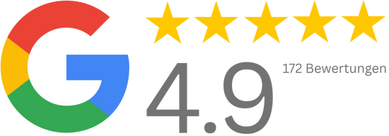 Google Bewertung 4,9 von 172 Bewertungen