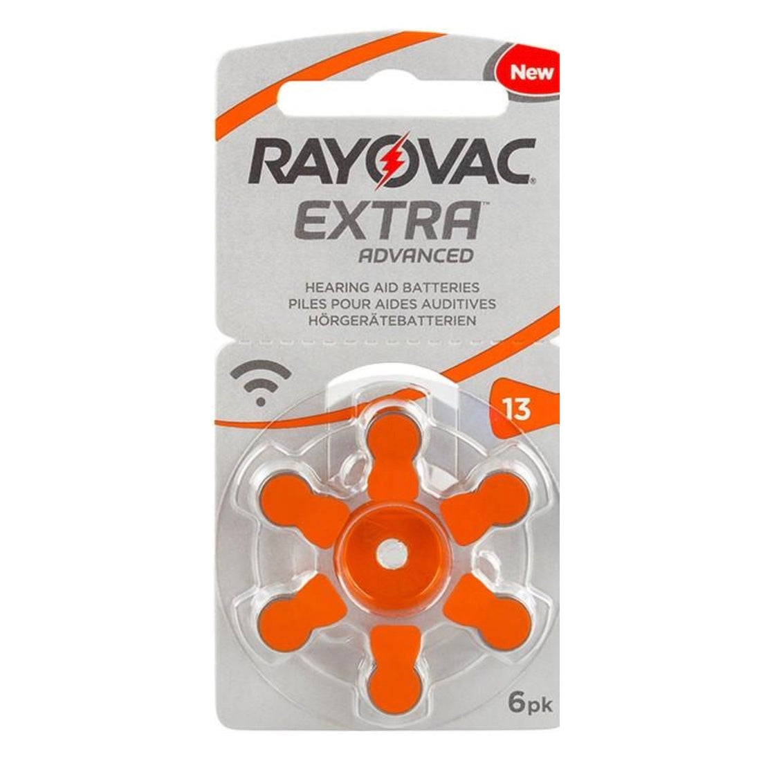 6 x Rayovac Extra Advanced Hörgerätebatterien Grösse 13 / Orange