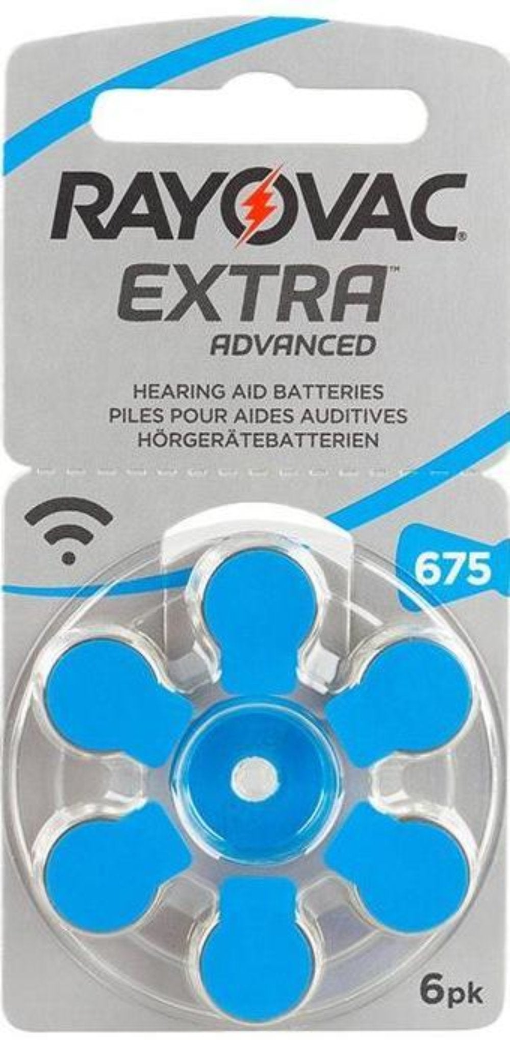 6 x Rayovac Extra Advanced Hörgerätebatterien Grösse 675 / Blau