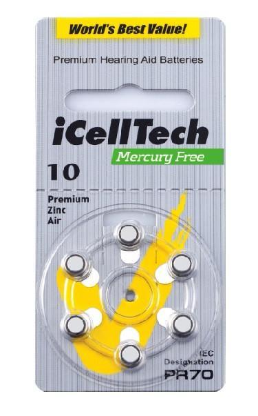 6x iCellTech Hörgerätebatterie Grösse 10 / Gelb; gute Qualität zu unschlagbarem Preis