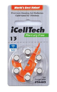 6x iCellTech Hörgerätebatterie Grösse 13 / Orange; gute Qualität zu unschlagbarem Preis